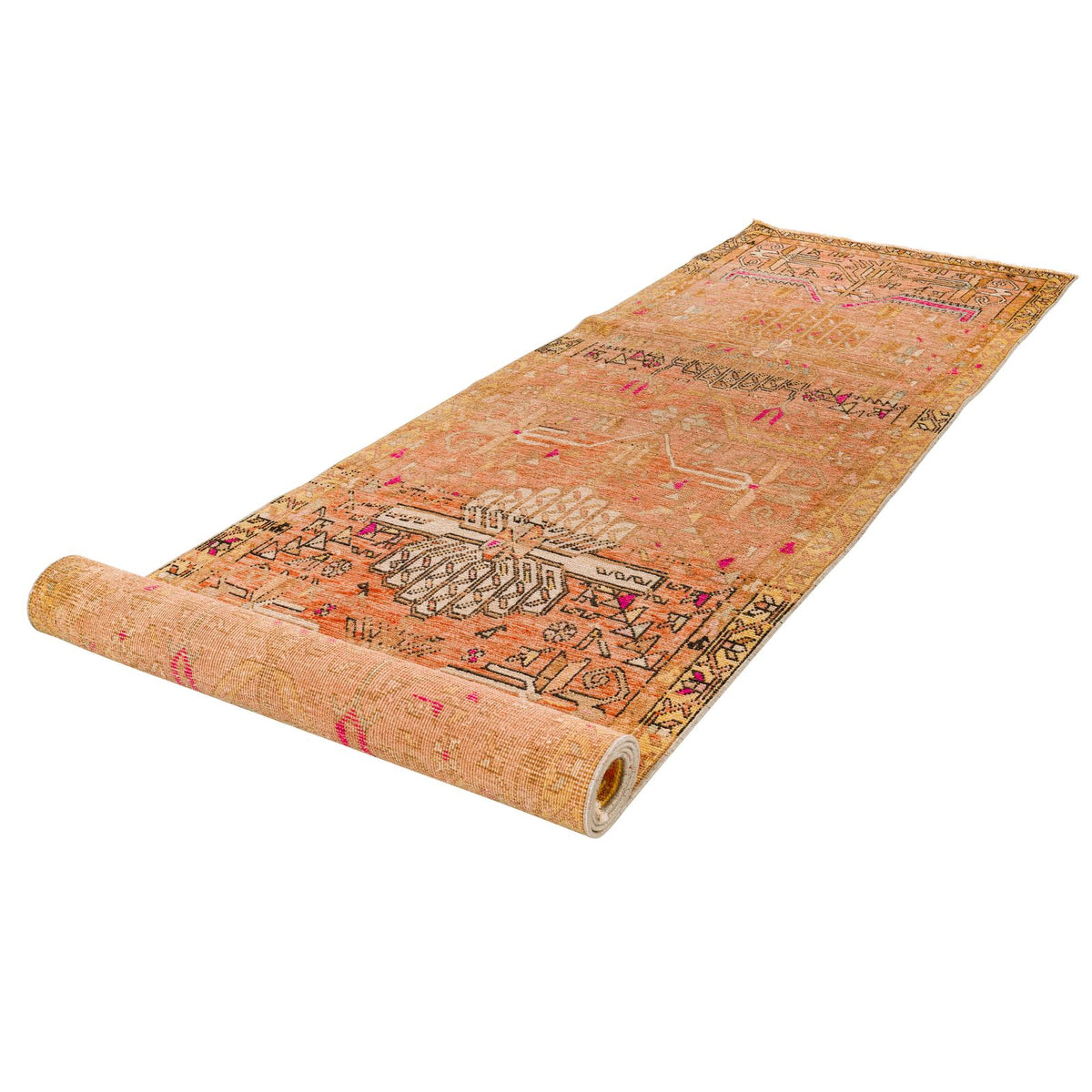 3x12 Rust and Black Persian Tabriz Distressed Area Runner