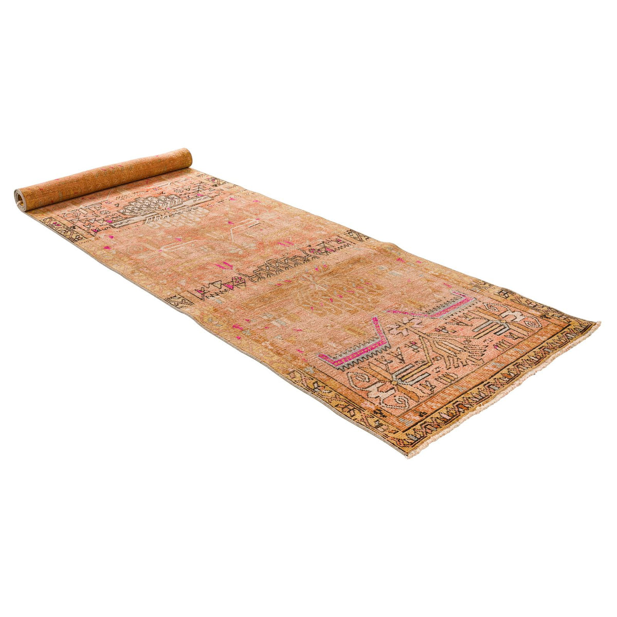 3x12 Rust and Black Persian Tabriz Distressed Area Runner