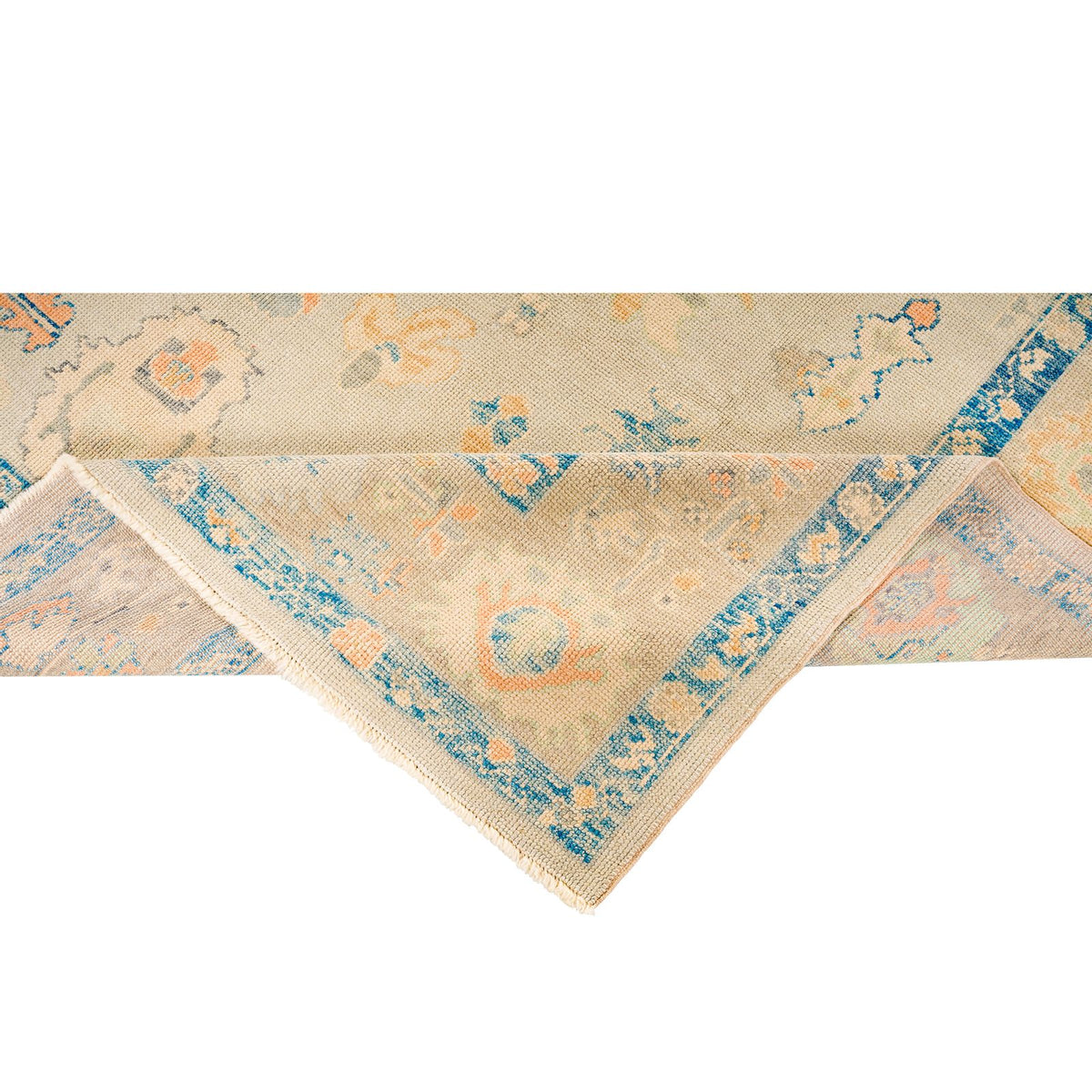 8x9 Blue and Ivory Turkish Oushak Rug