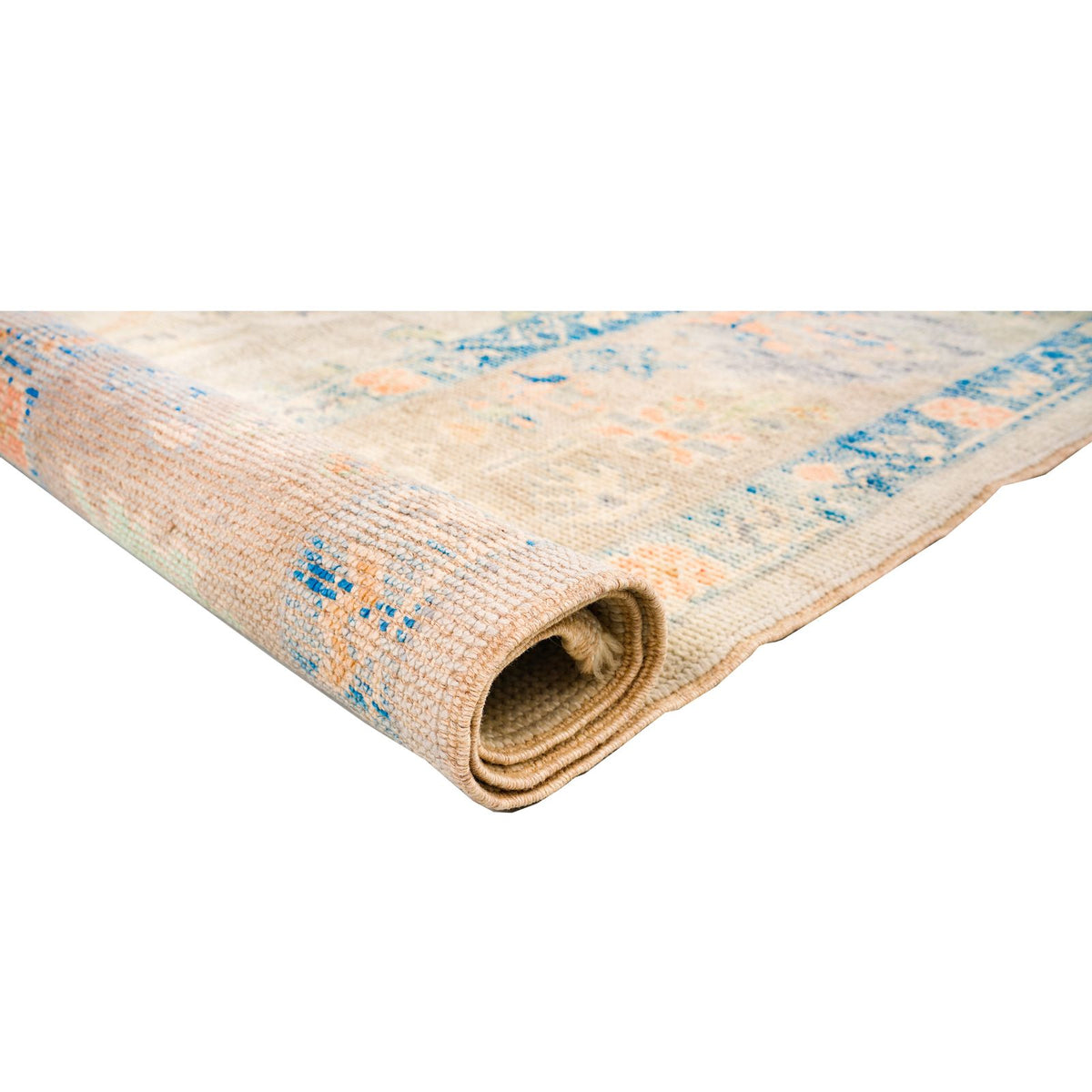 8x9 Blue and Ivory Turkish Oushak Rug