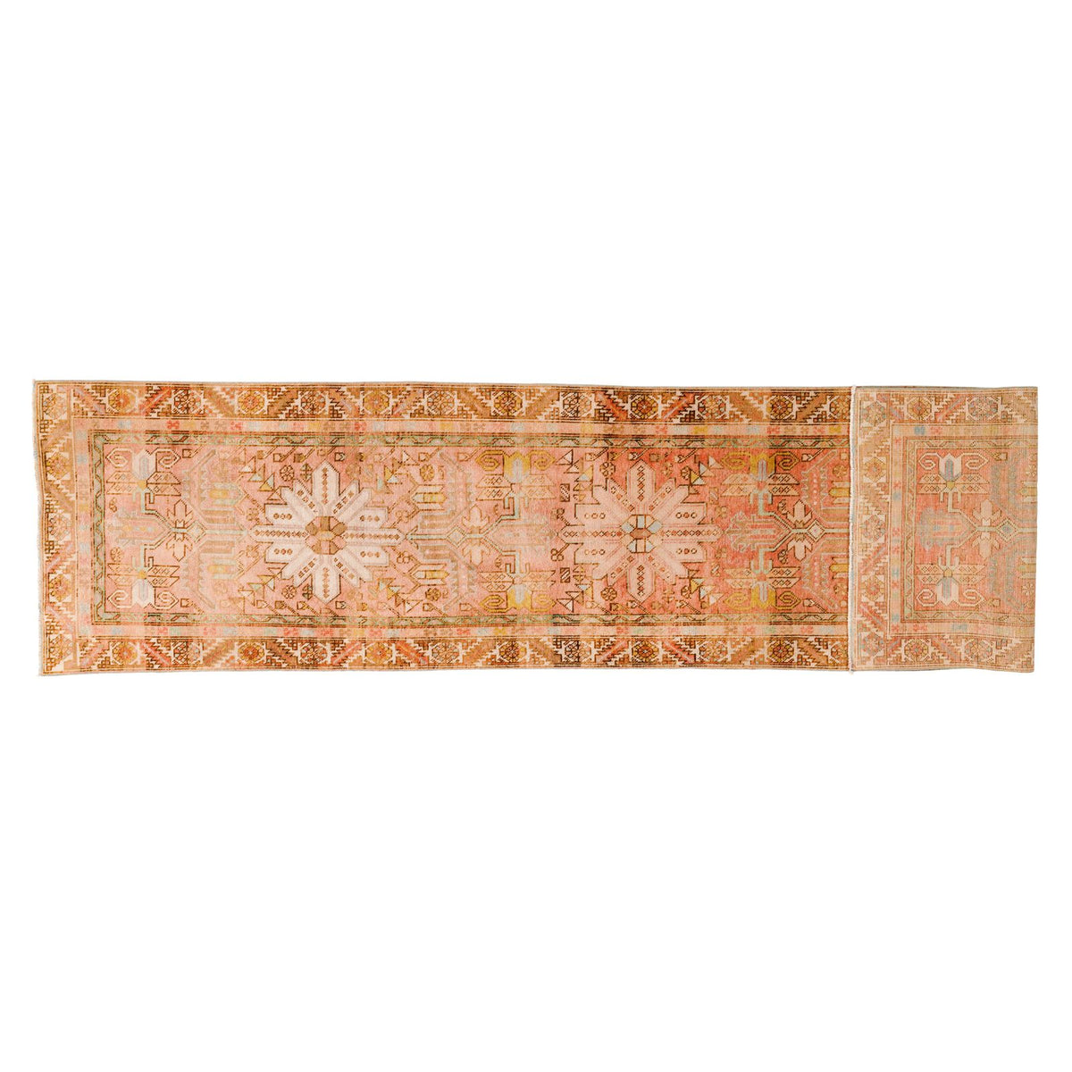 3x14 Rust and Ivory Persian Heriz Distressed Area Runner