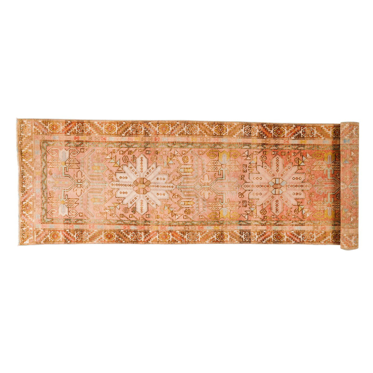3x14 Rust and Ivory Persian Heriz Distressed Area Runner