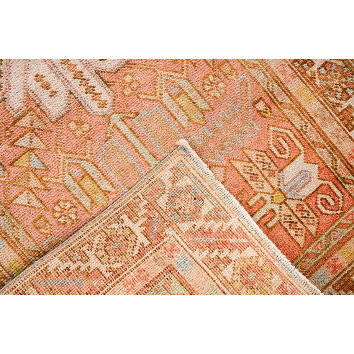 3x14 Rust and Ivory Persian Heriz Distressed Area Runner