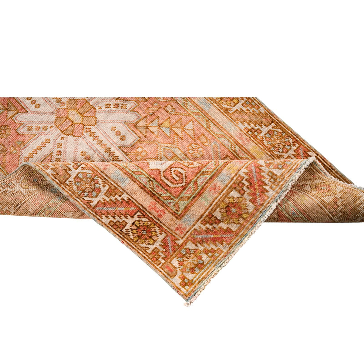 3x14 Rust and Ivory Persian Heriz Distressed Area Runner