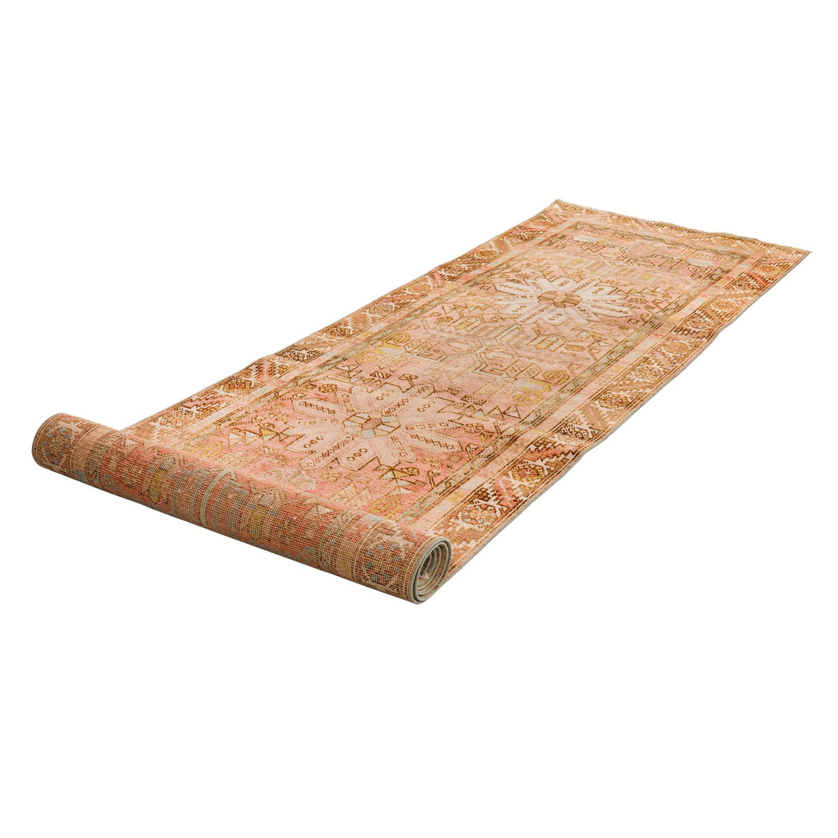 3x14 Rust and Ivory Persian Heriz Distressed Area Runner