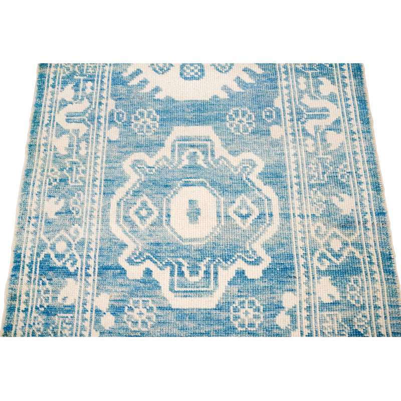 3x13 Blue and Ivory Turkish Oushak Runner