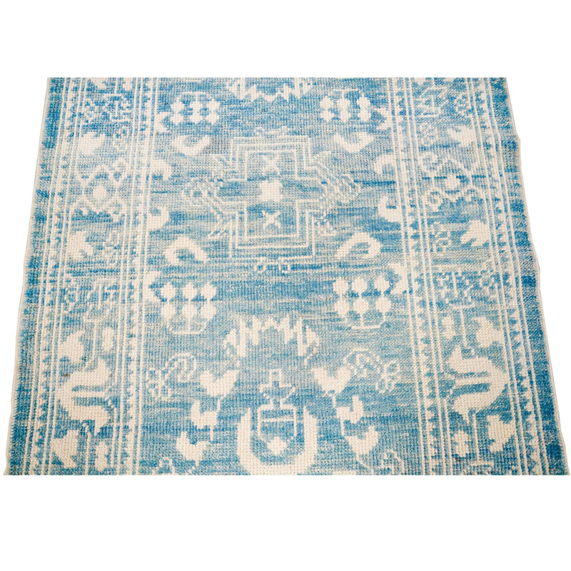 3x13 Blue and Ivory Turkish Oushak Runner