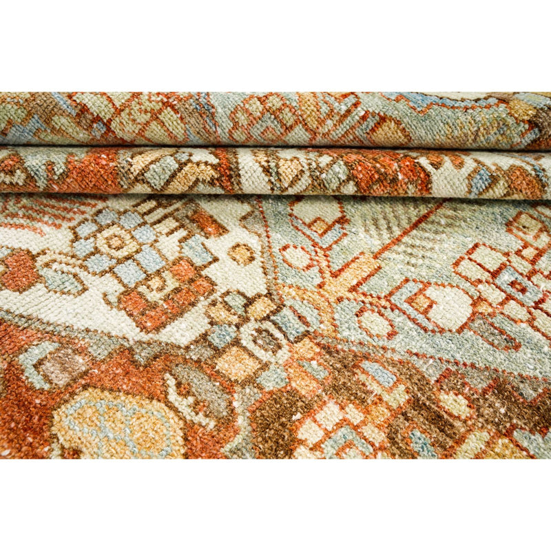 7x9 Rust and Ivory Persian Bahtiyari Distressed Area Rug