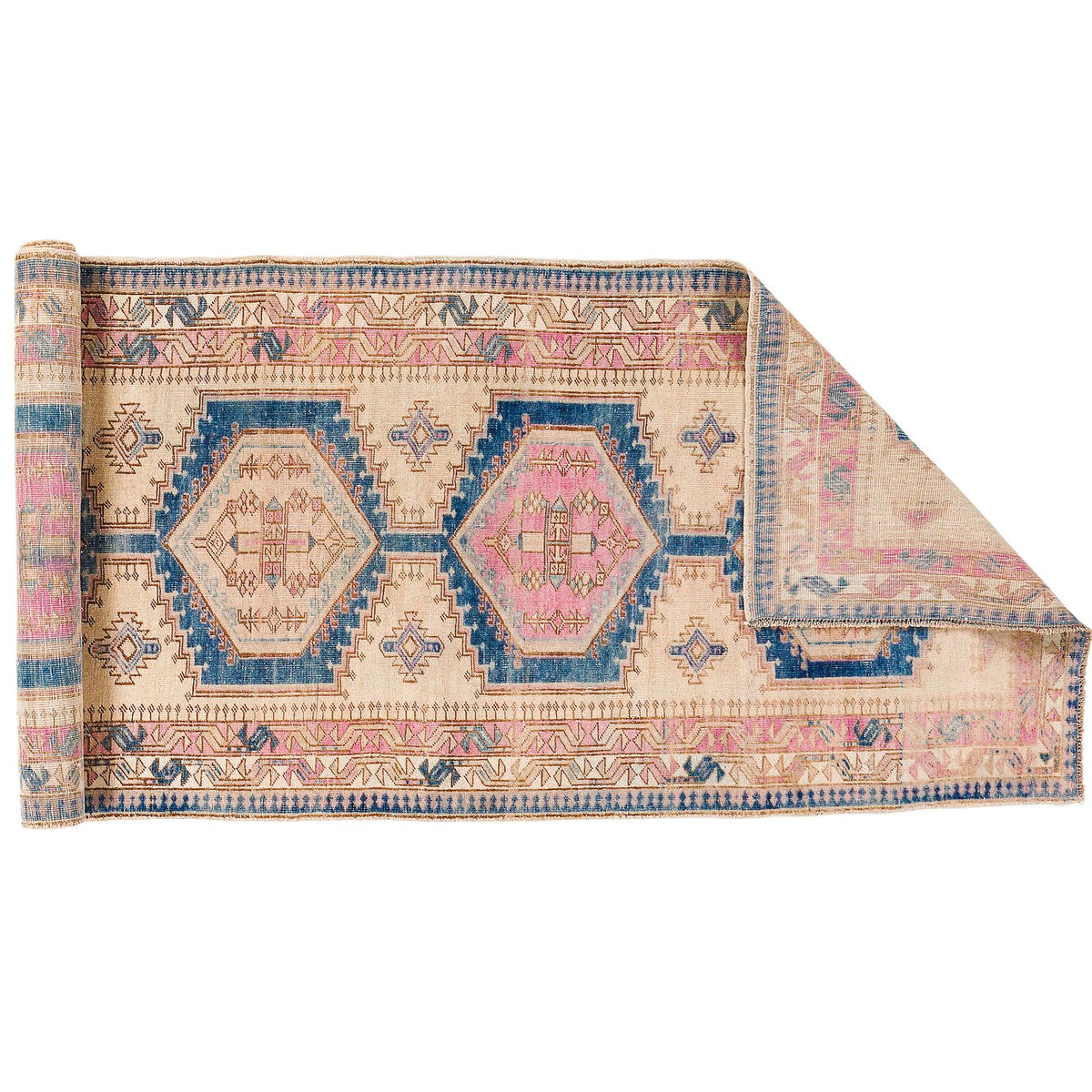 3x11 Navy and Pink Turkish Oushak Runner