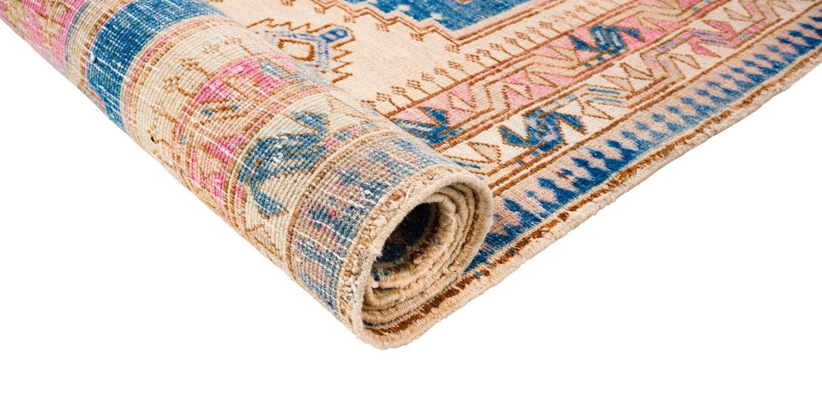 3x11 Navy and Pink Turkish Oushak Runner