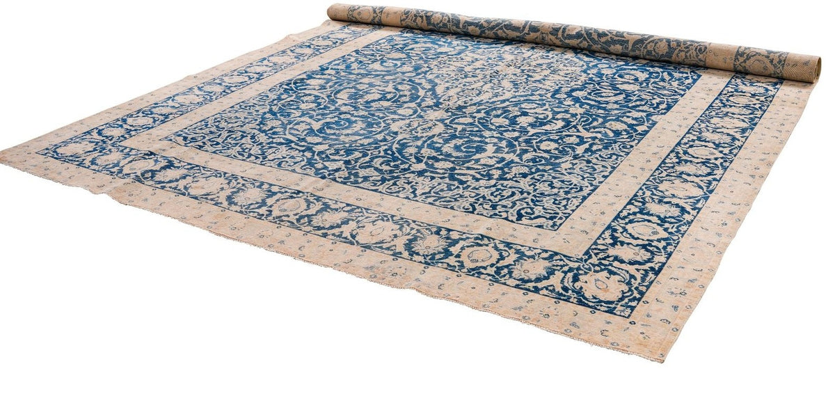 9x13 Navy and Ivory Persian Traditional Rug