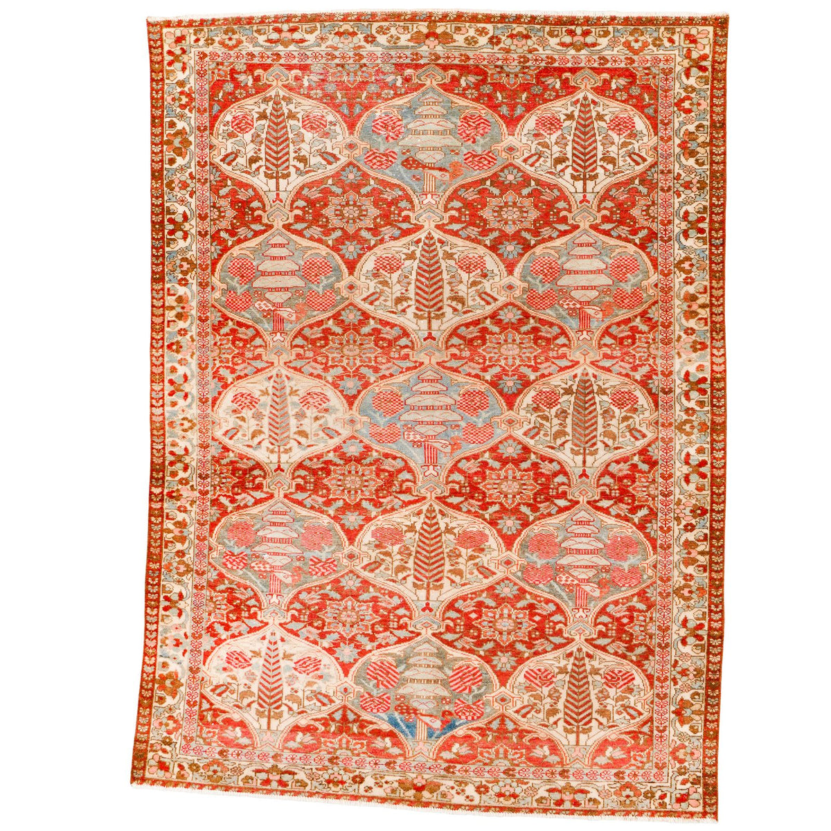 5x7 Rust and Ivory Persian Rug