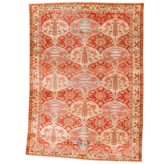 5x7 Rust and Ivory Persian Rug