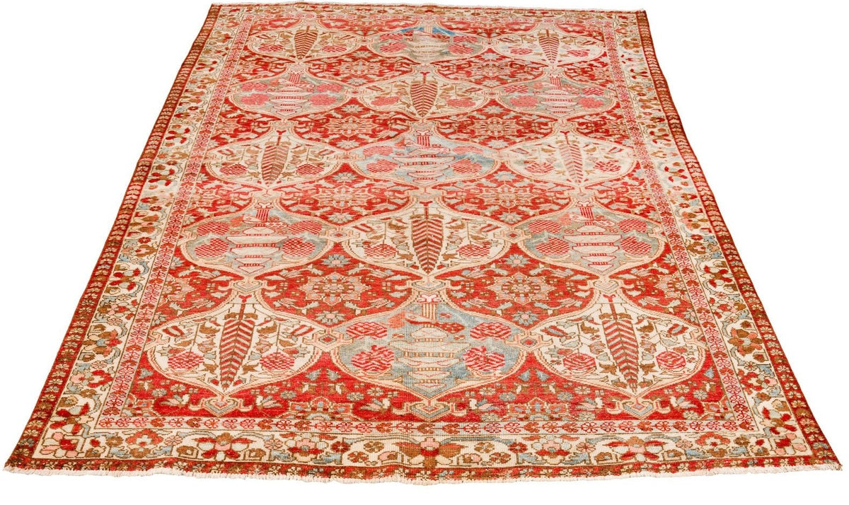 5x7 Rust and Ivory Persian Rug