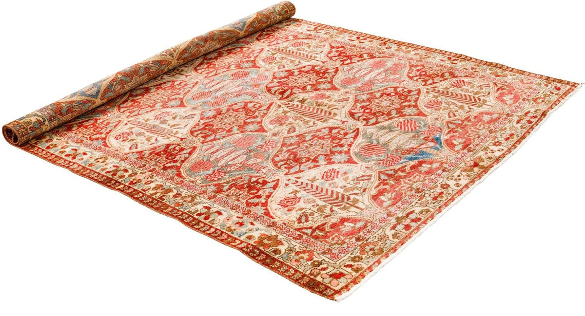 5x7 Rust and Ivory Persian Rug