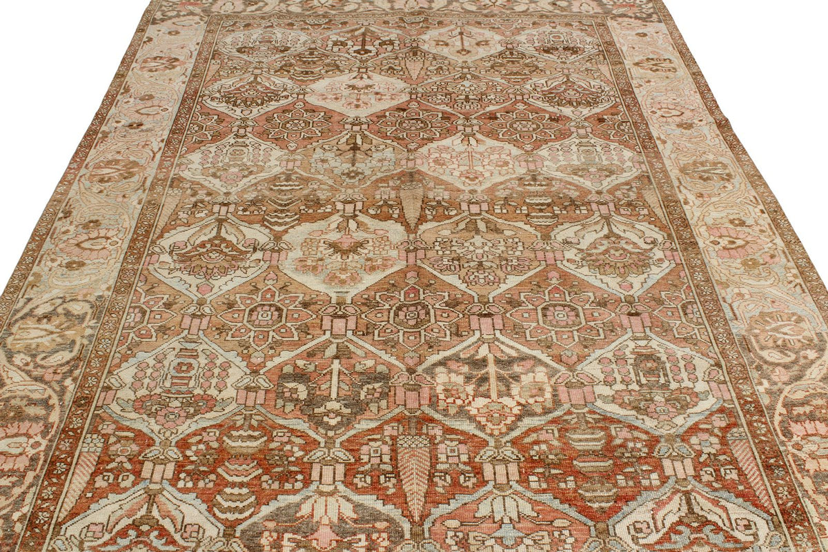 7x10 Rust and Ivory Persian Rug