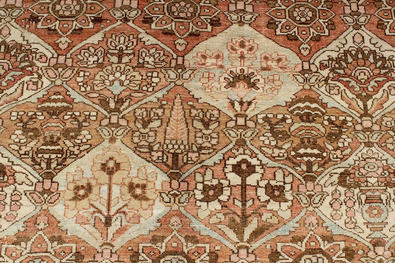 7x10 Rust and Ivory Persian Rug