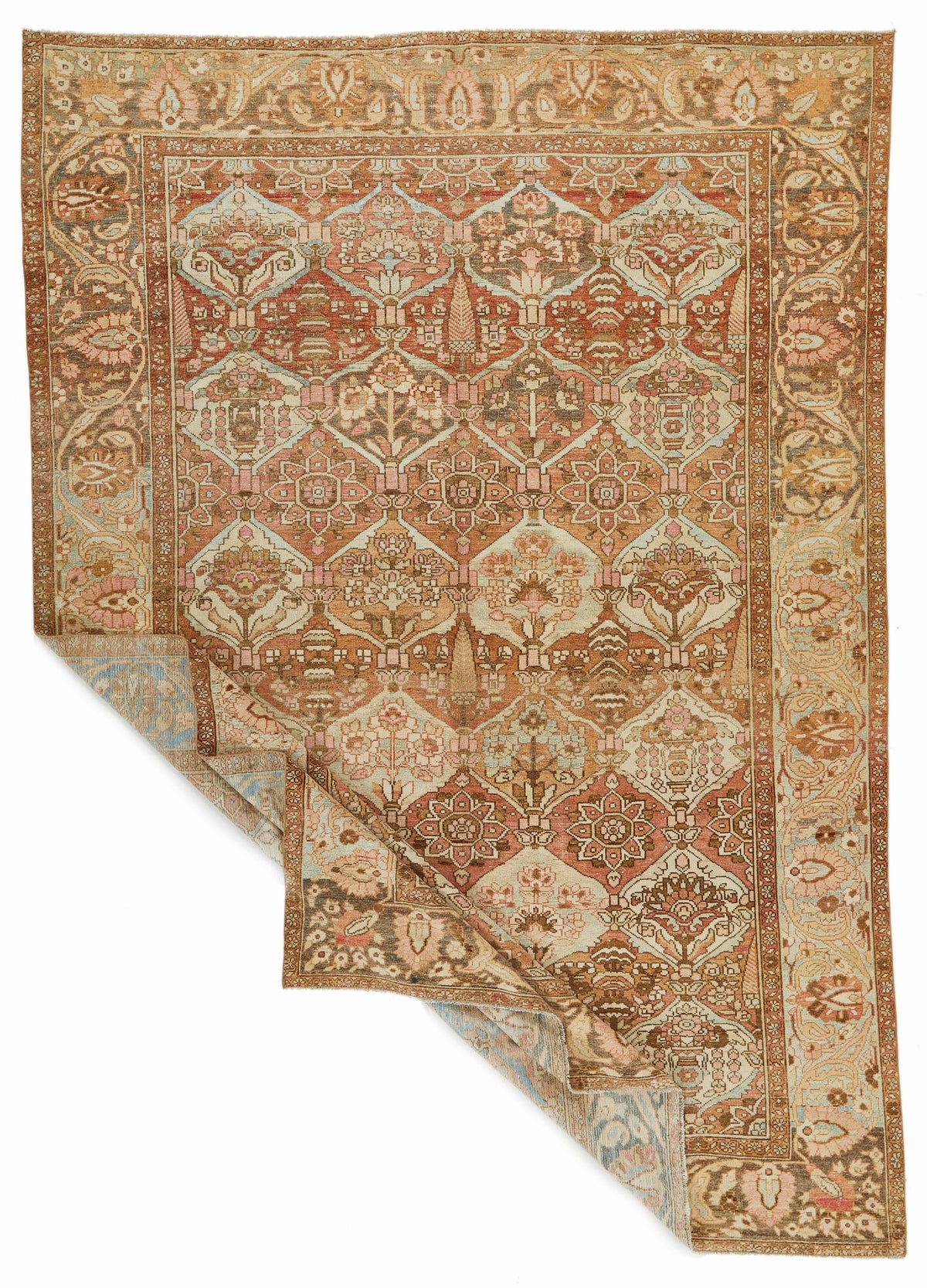7x10 Rust and Ivory Persian Rug