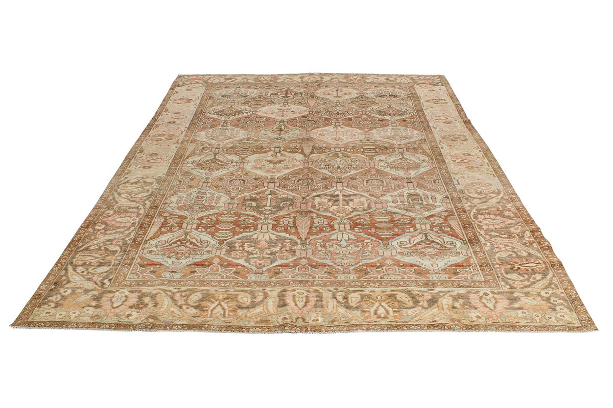 7x10 Rust and Ivory Persian Rug