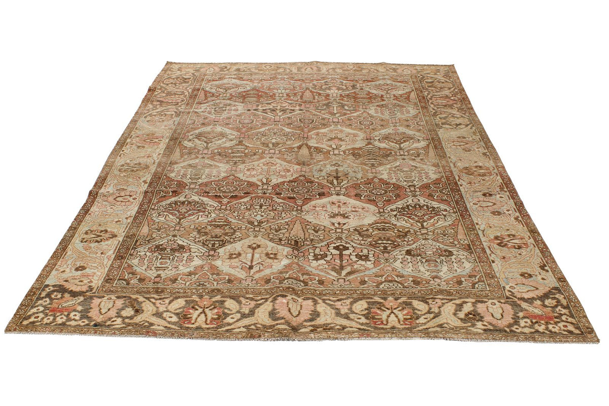 7x10 Rust and Ivory Persian Rug