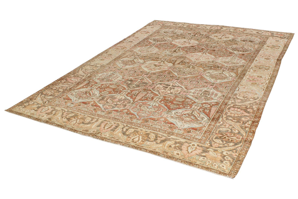 7x10 Rust and Ivory Persian Rug