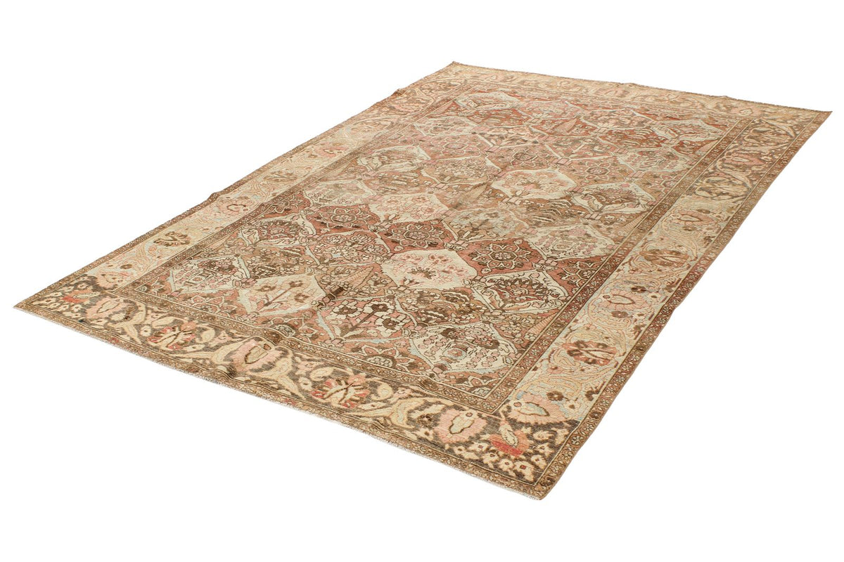 7x10 Rust and Ivory Persian Rug