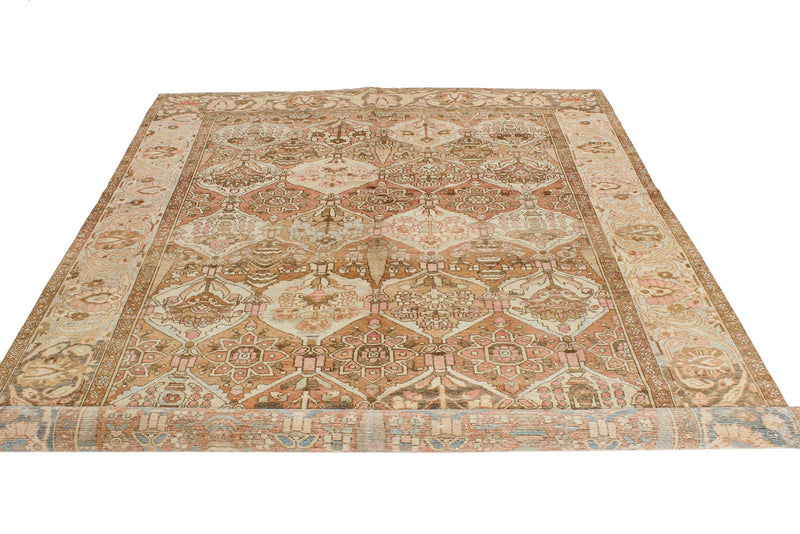 7x10 Rust and Ivory Persian Rug