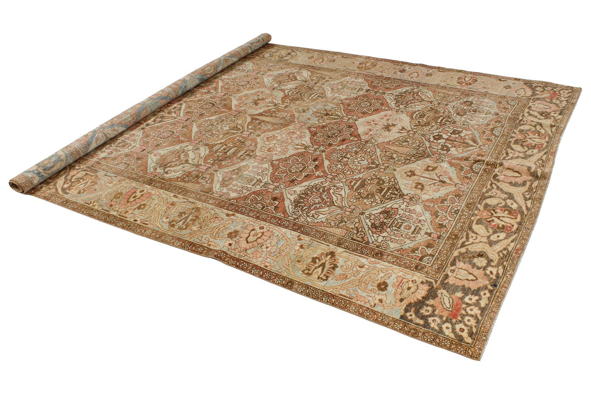7x10 Rust and Ivory Persian Rug