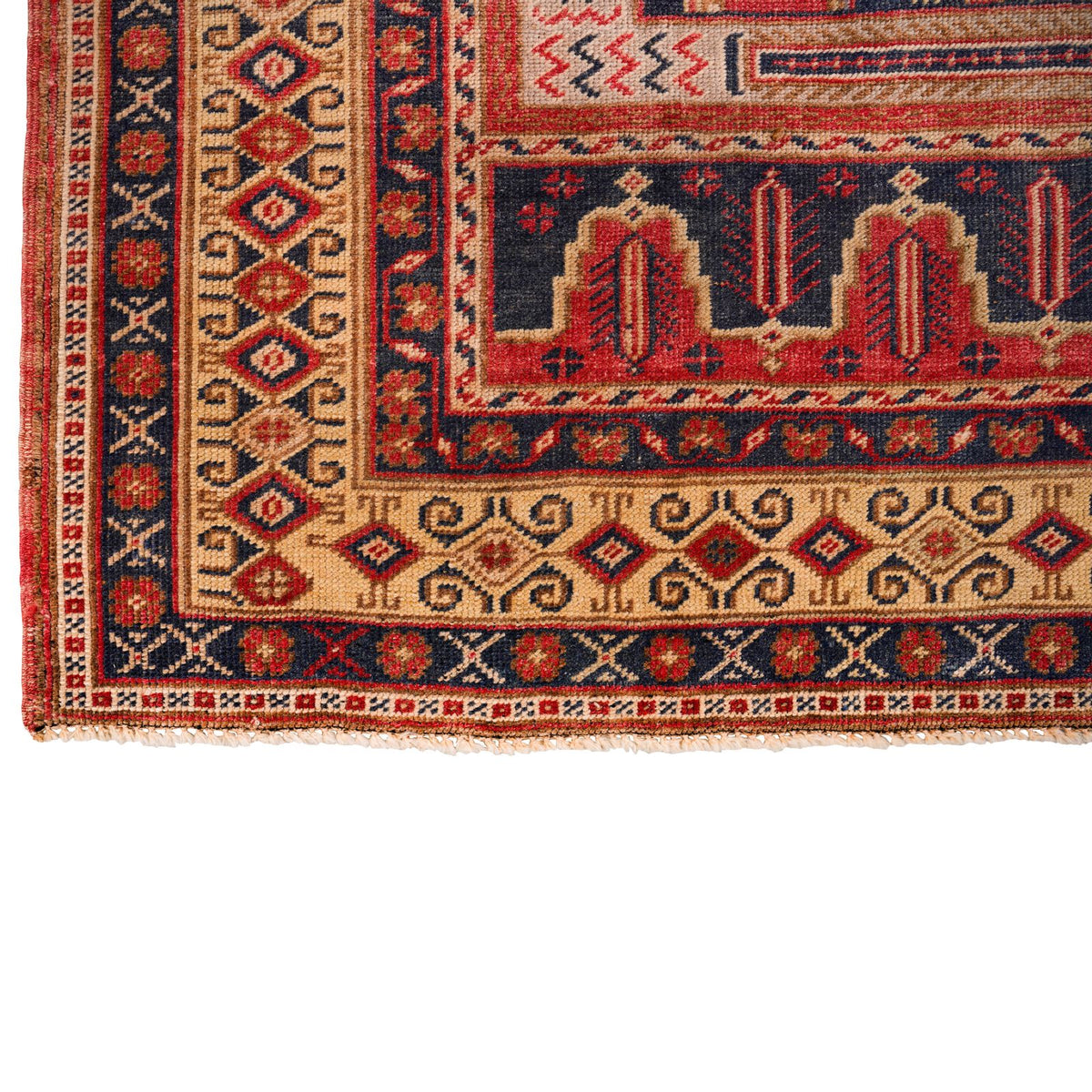 Vintage Handmade 5x9 Pink and Navy Anatolian Turkish Tribal Distressed Area Rug