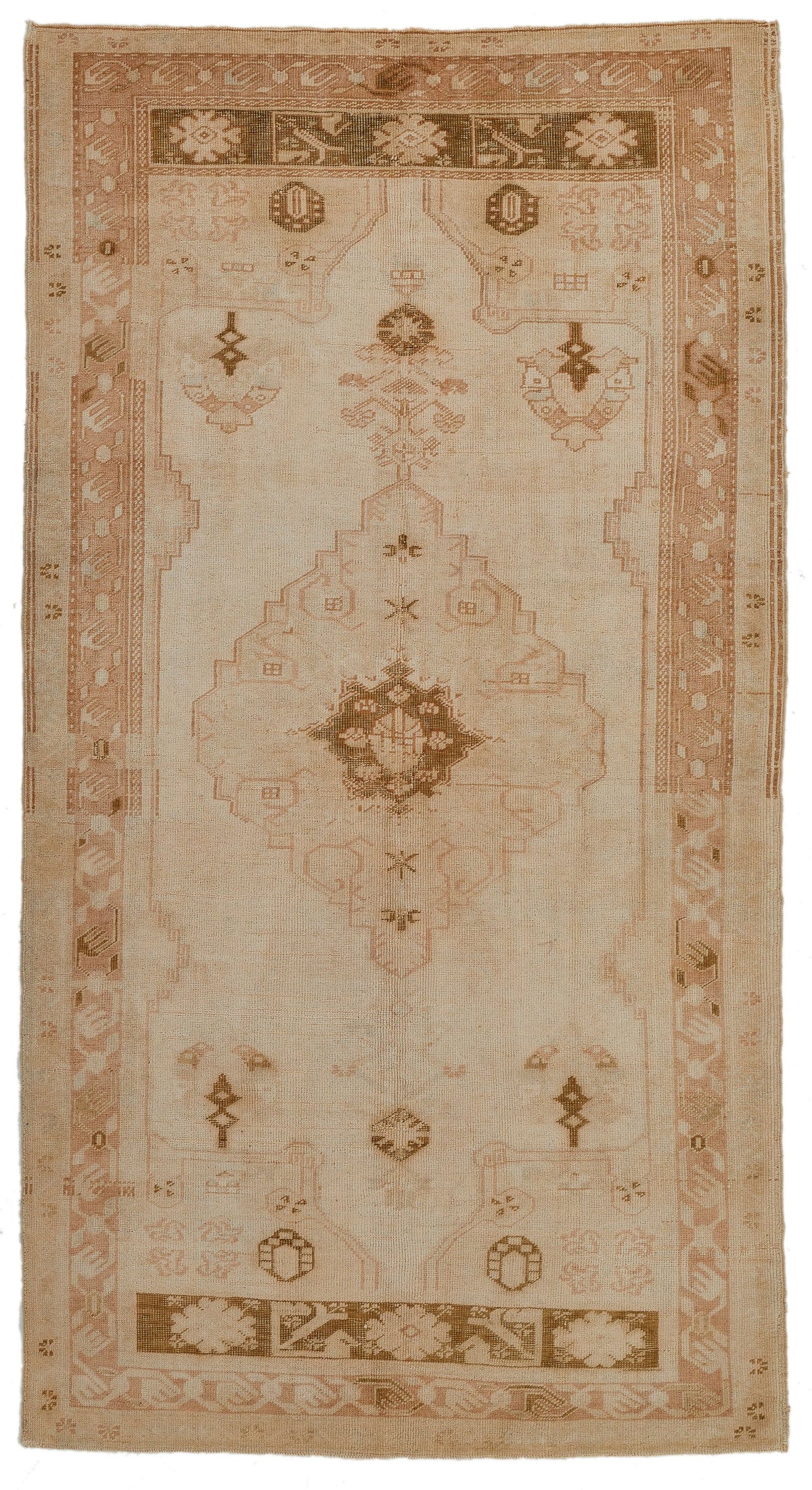 4x8 Beige and Brown Turkish Tribal Rug