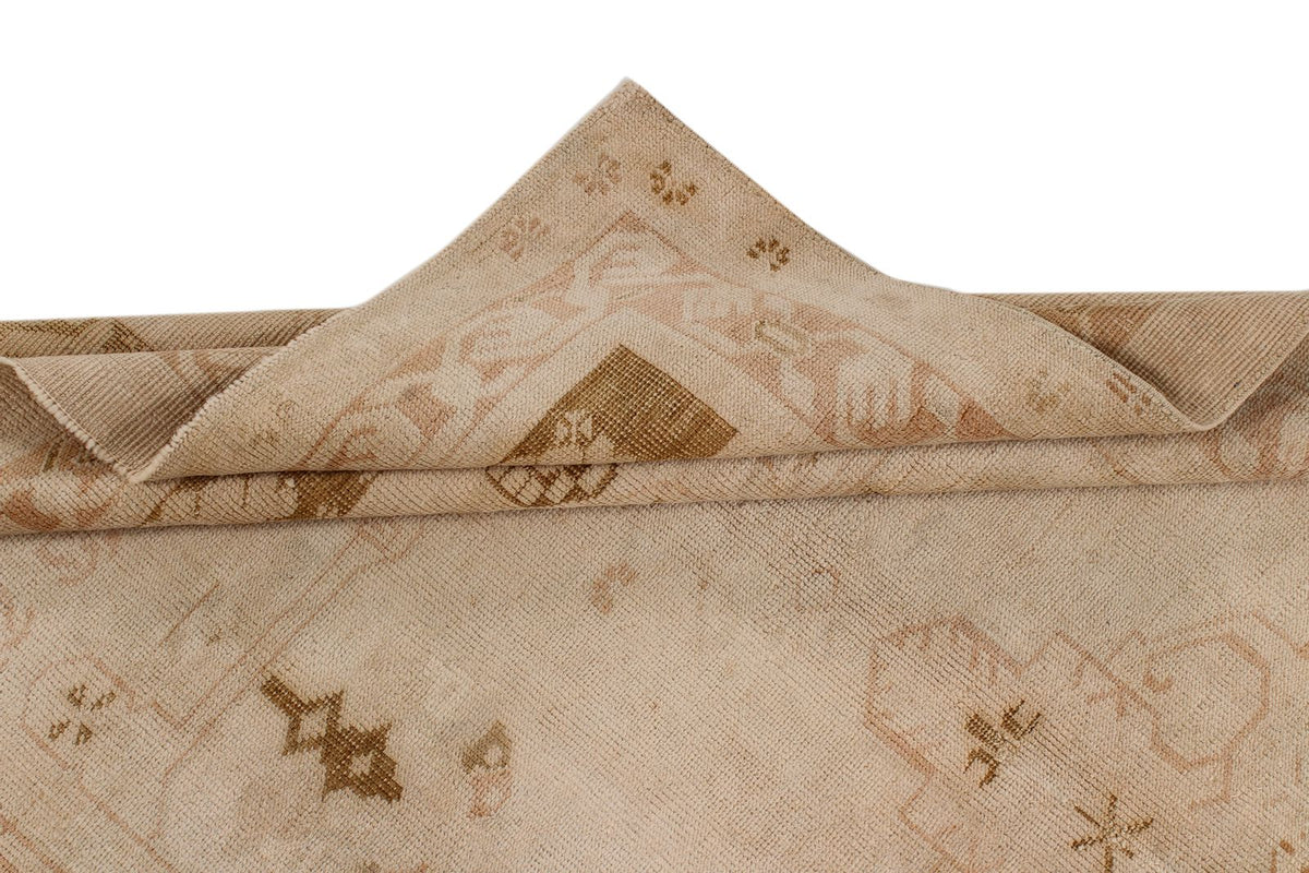 4x8 Beige and Brown Turkish Tribal Rug