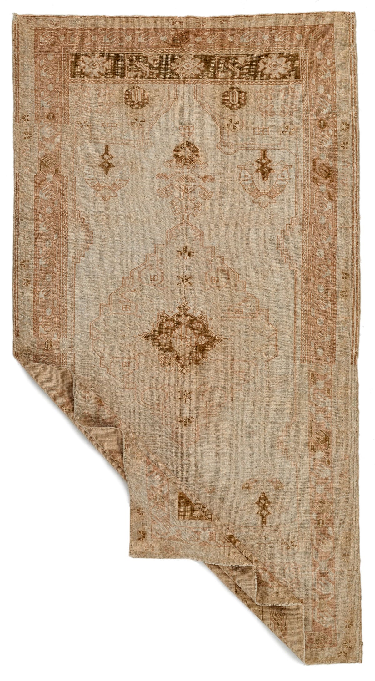 4x8 Beige and Brown Turkish Tribal Rug