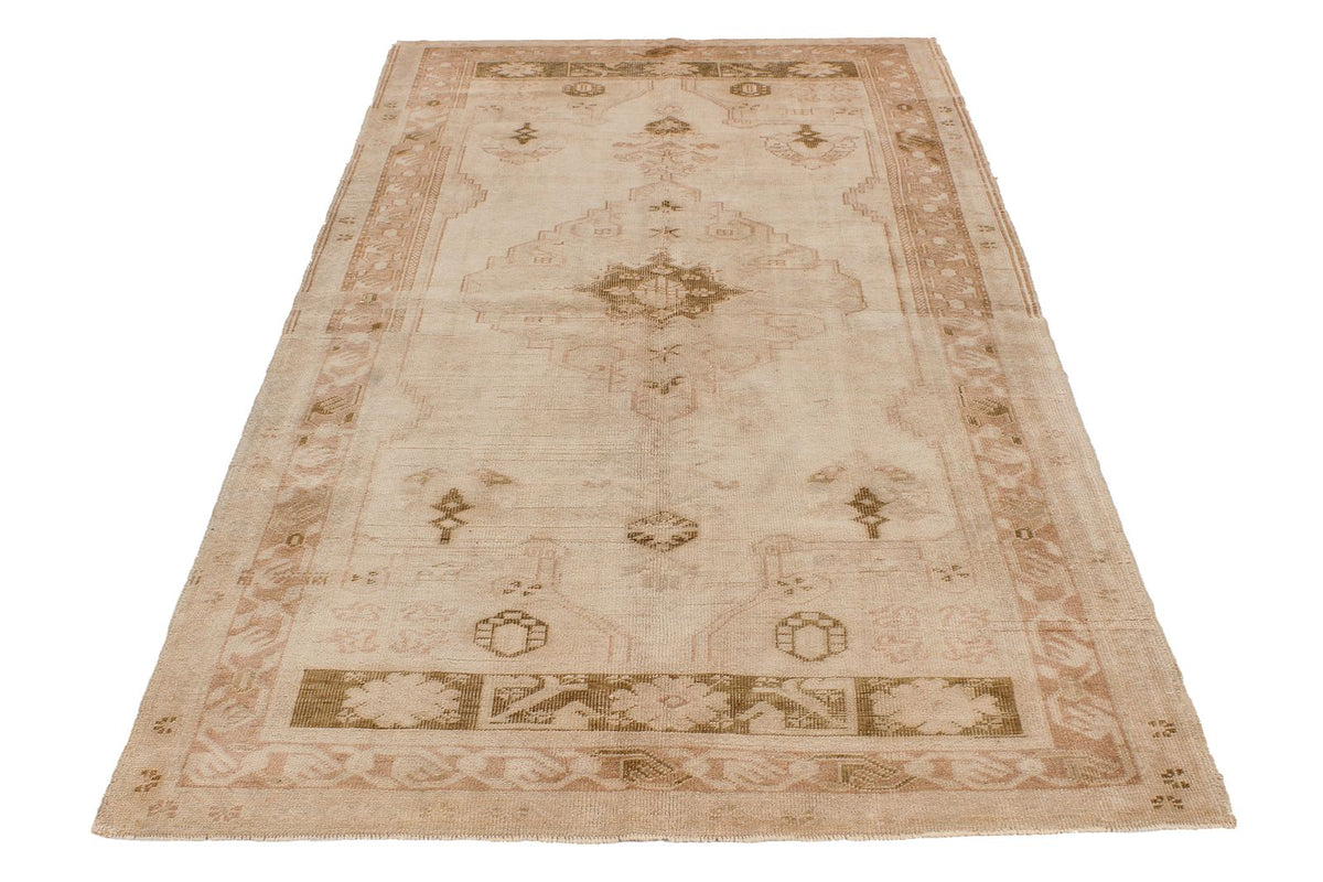 4x8 Beige and Brown Turkish Tribal Rug