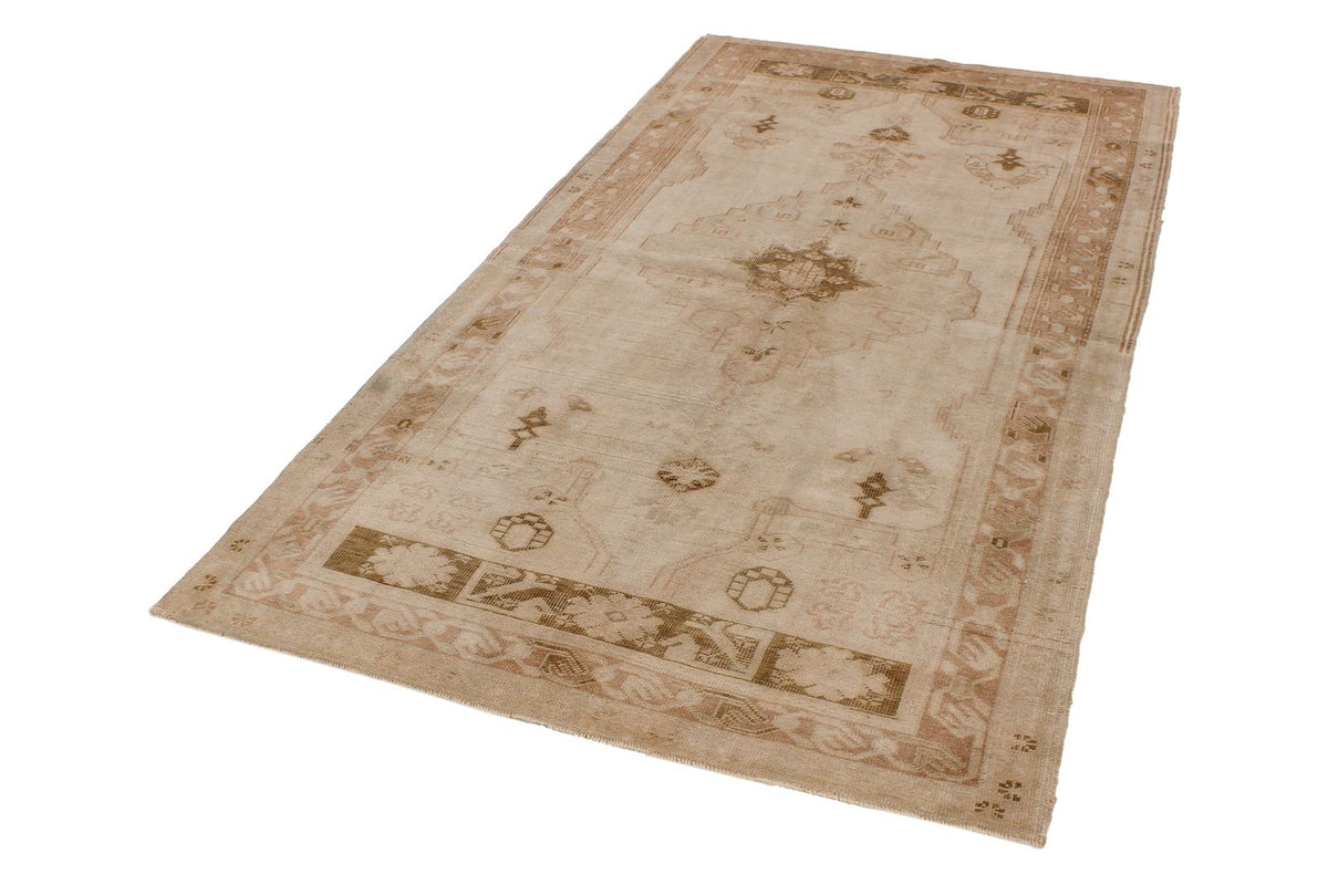 4x8 Beige and Brown Turkish Tribal Rug