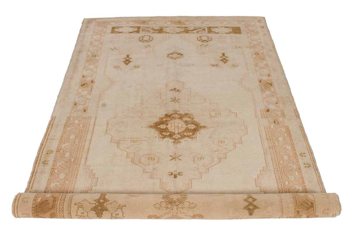 4x8 Beige and Brown Turkish Tribal Rug