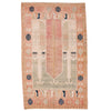 Vintage Handmade 4x7 Beige and Pink Anatolian Turkish Tribal Distressed Area Rug