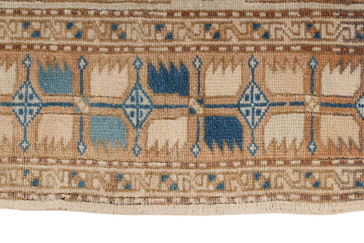 5x7 Beige and Blue Kazak Tribal Rug