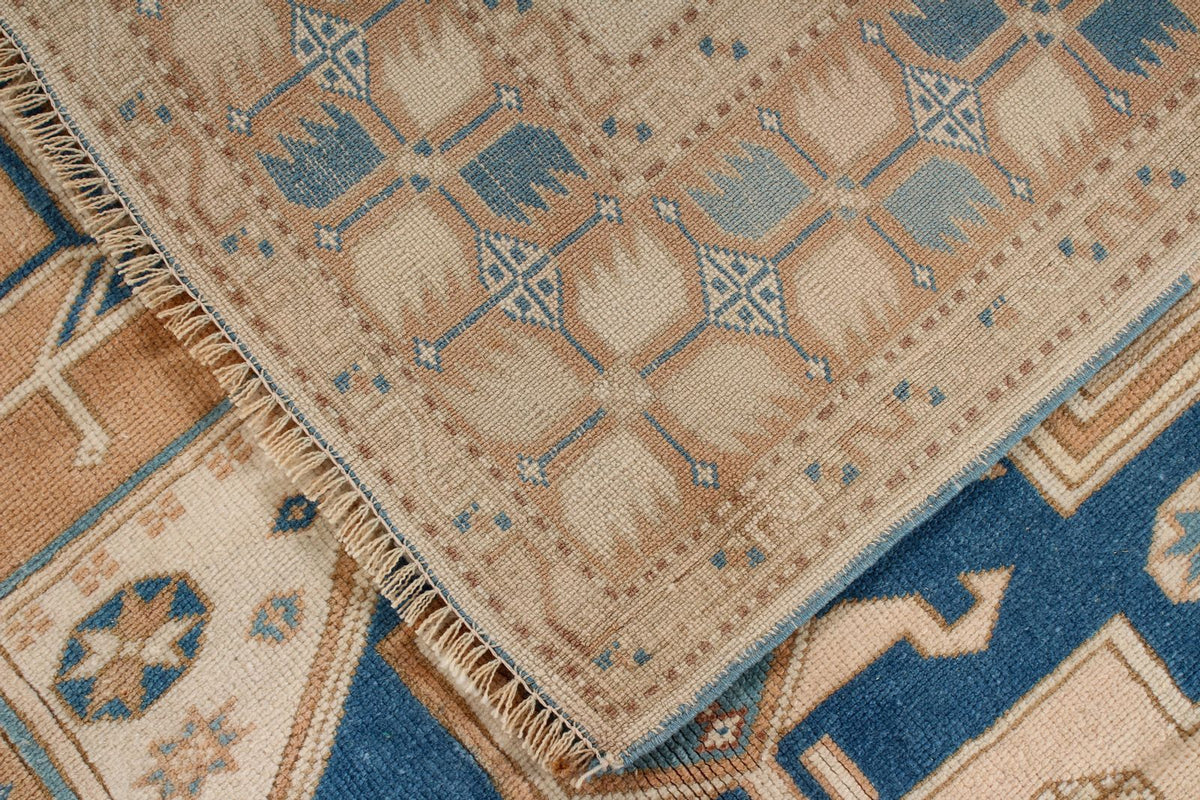 5x7 Beige and Blue Kazak Tribal Rug