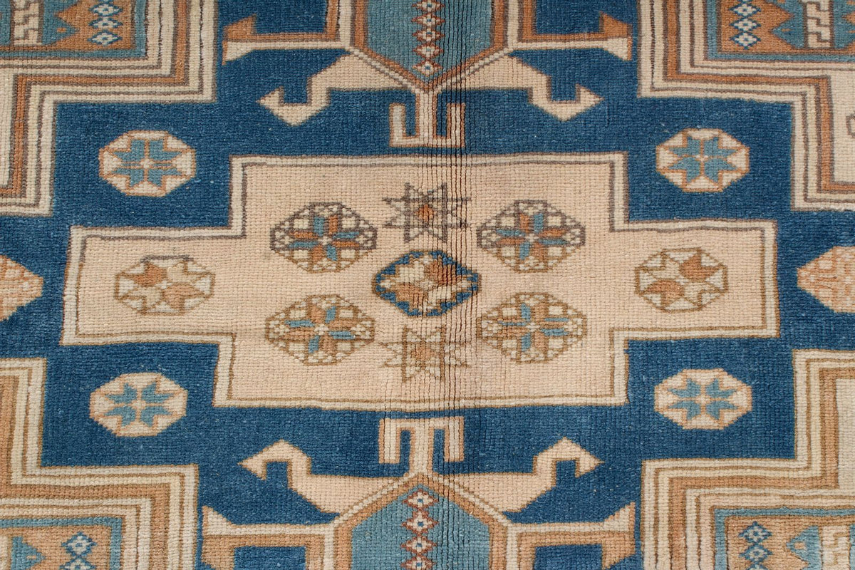 5x7 Beige and Blue Kazak Tribal Rug