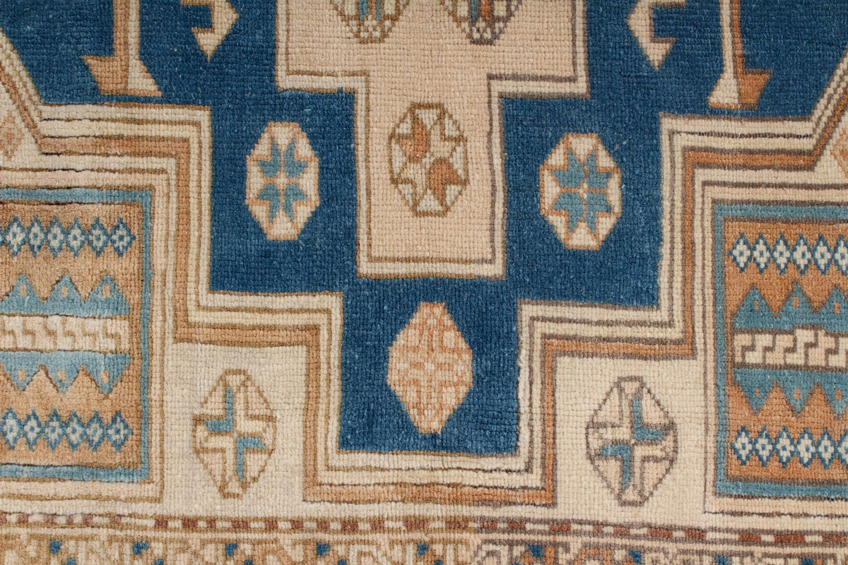 5x7 Beige and Blue Kazak Tribal Rug