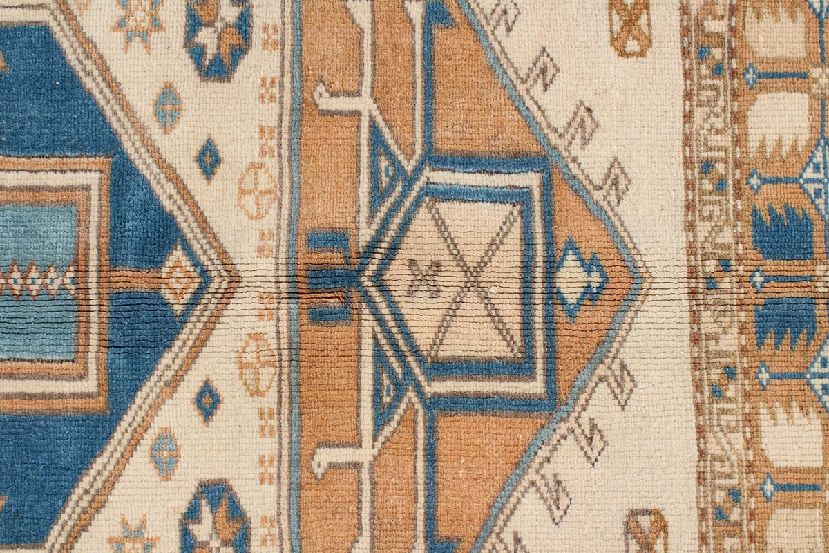 5x7 Beige and Blue Kazak Tribal Rug