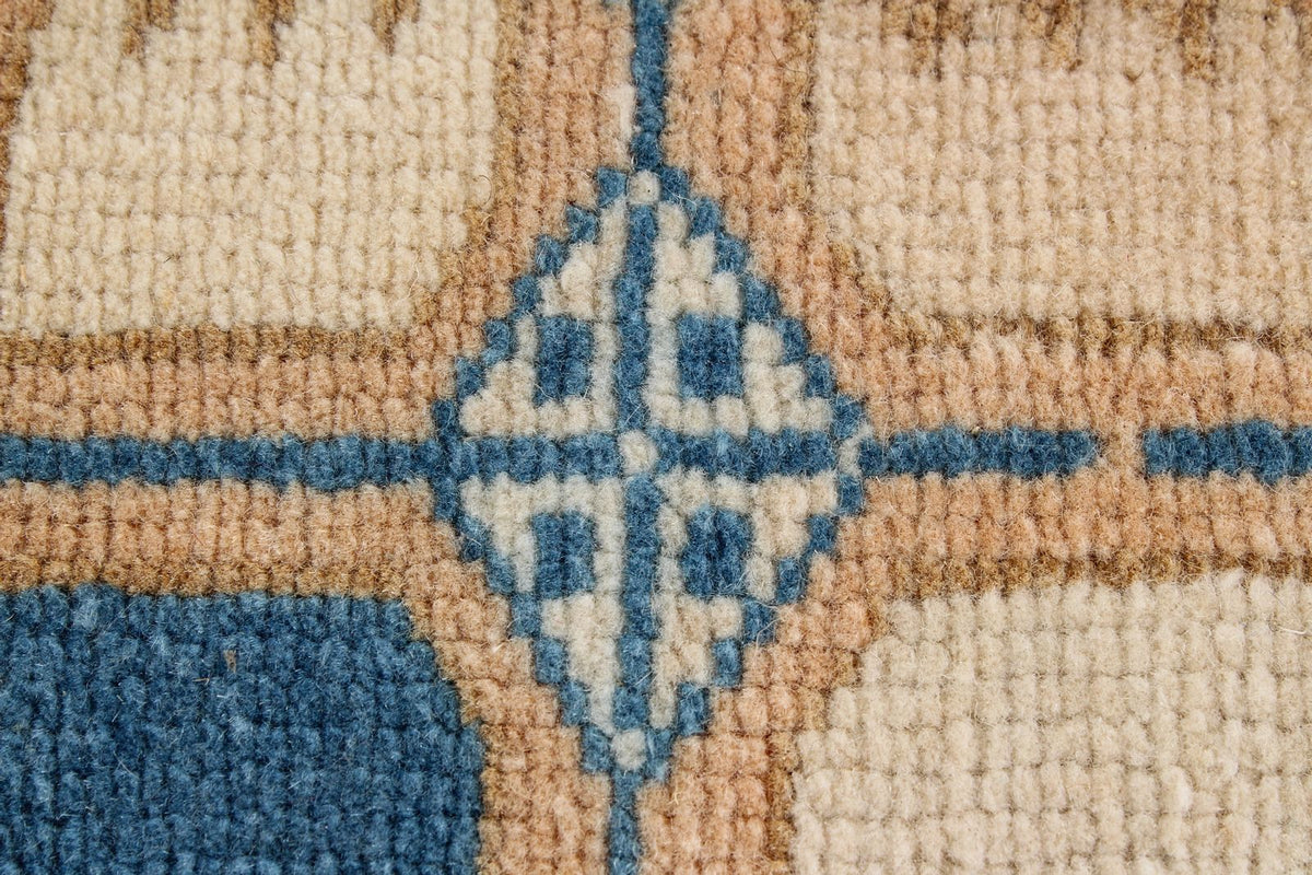 5x7 Beige and Blue Kazak Tribal Rug