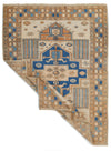 5x7 Beige and Blue Kazak Tribal Rug