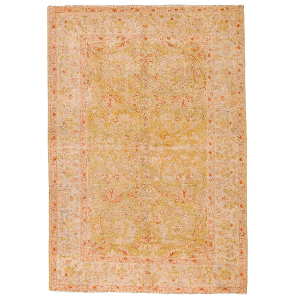 4x6 Beige Turkish Oushak Rug