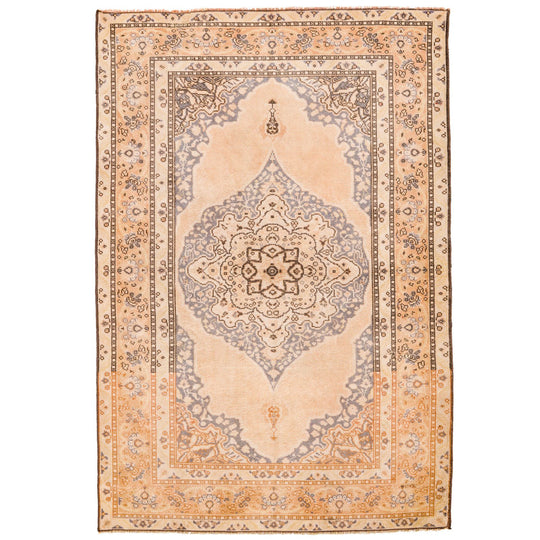 4x6 Beige and Gray Turkish Traditional Rug
