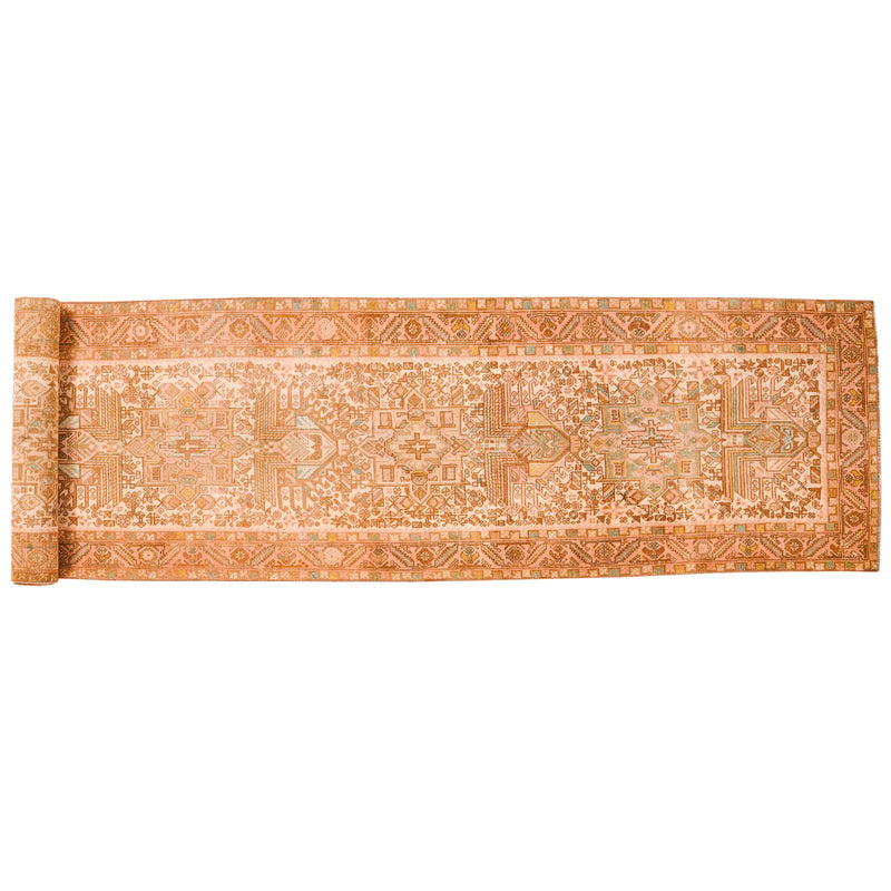 Vintage Handmade 3x14 Brown and Beige Anatolian Caucasian Traditional Distressed Area Runner