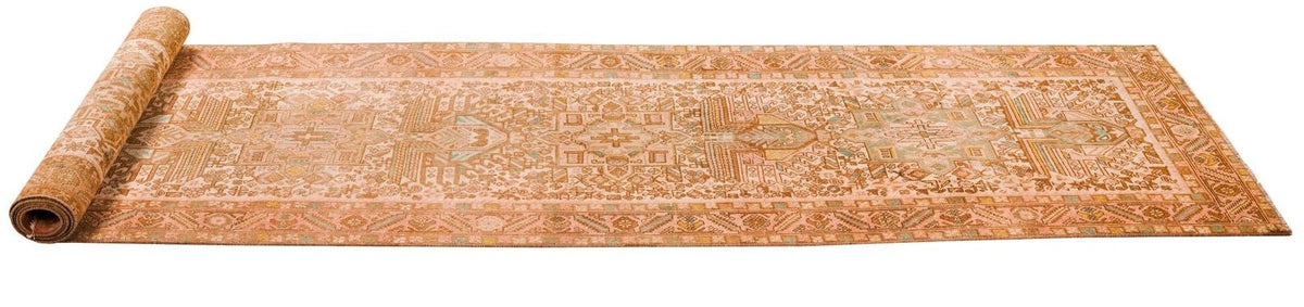 Vintage Handmade 3x14 Brown and Beige Anatolian Caucasian Traditional Distressed Area Runner