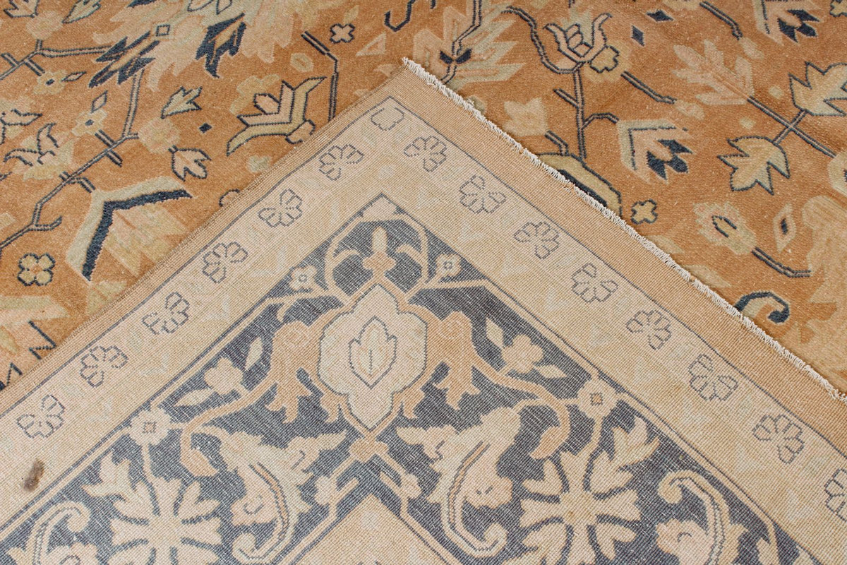 10x19 Beige and Navy Turkish Tribal Rug