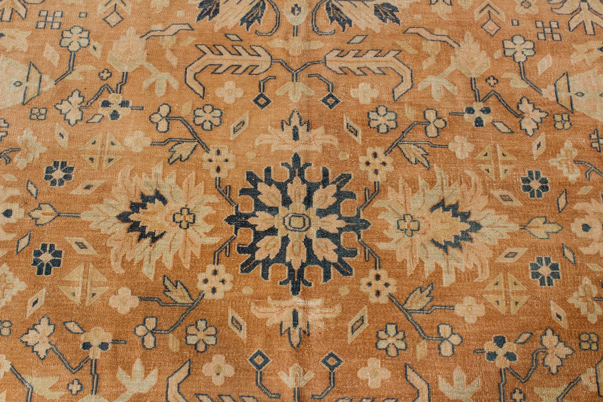 10x19 Beige and Navy Turkish Tribal Rug
