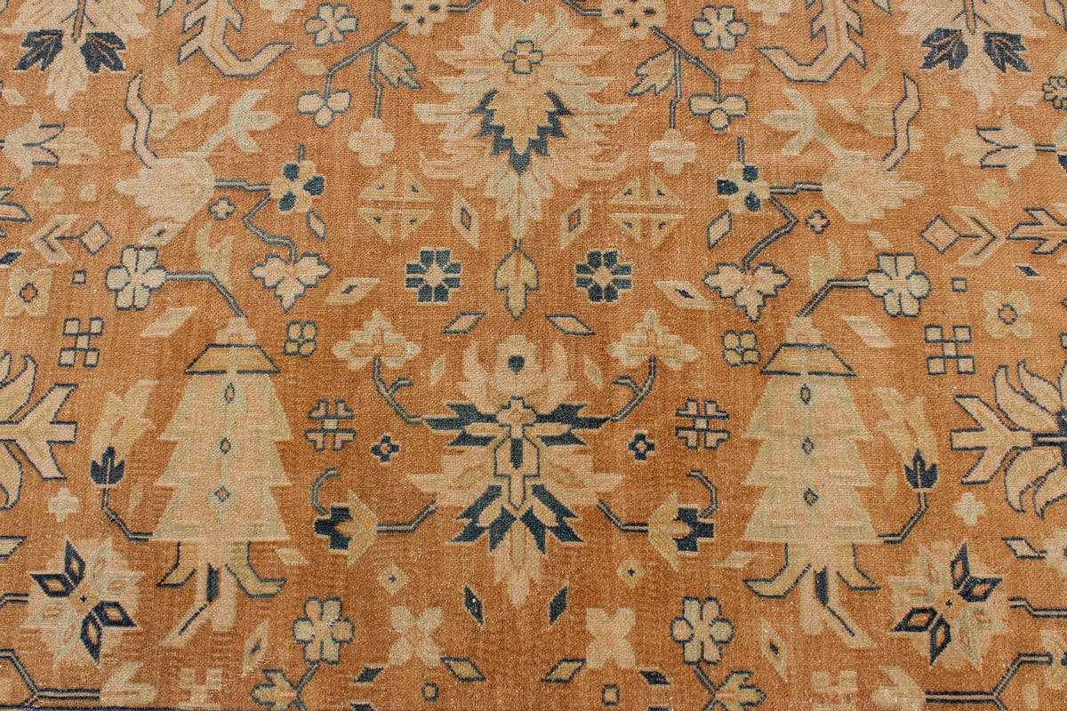 10x19 Beige and Navy Turkish Tribal Rug